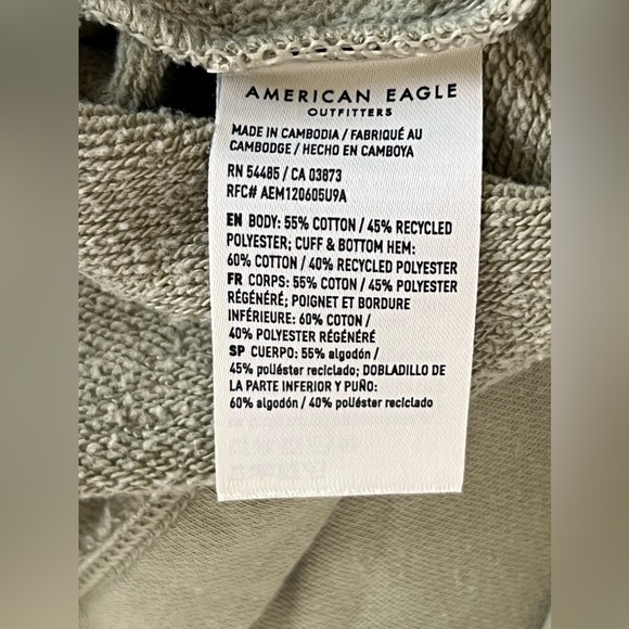 American Eagle AE Oversized Crew Neck Sweatshirt Olive S - Picture 6 of 7